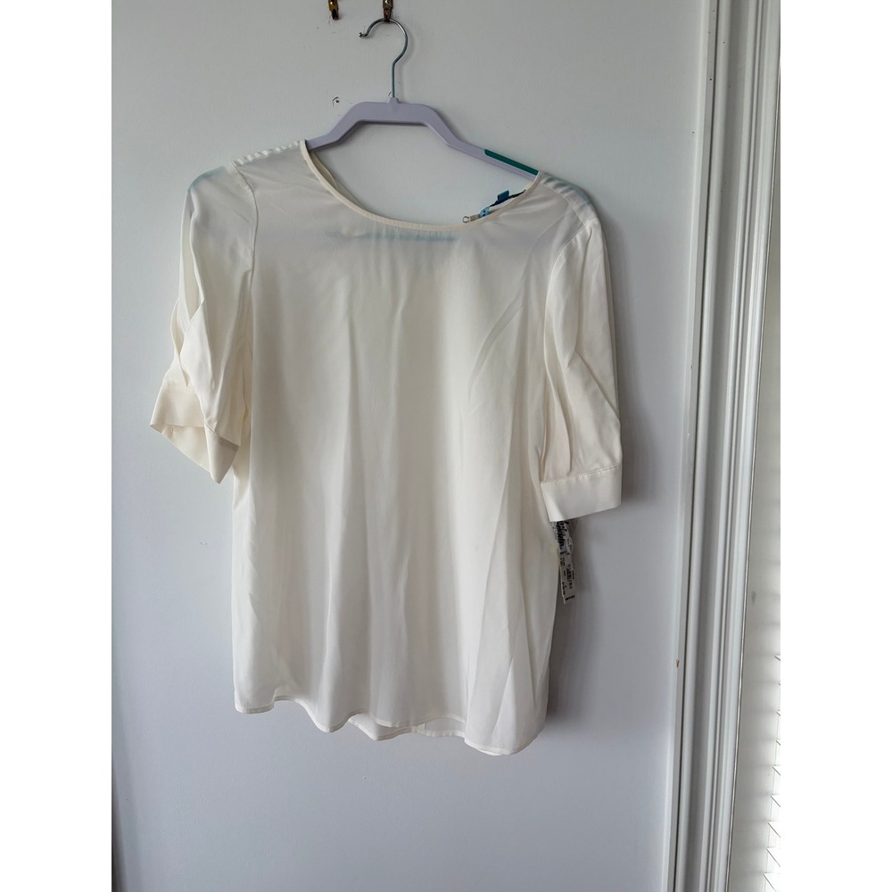 Antonio Melani Tina Blouse Ivory 100% Silk Short Sleeve Button Cuff Top NWT M - Picture 8 of 8